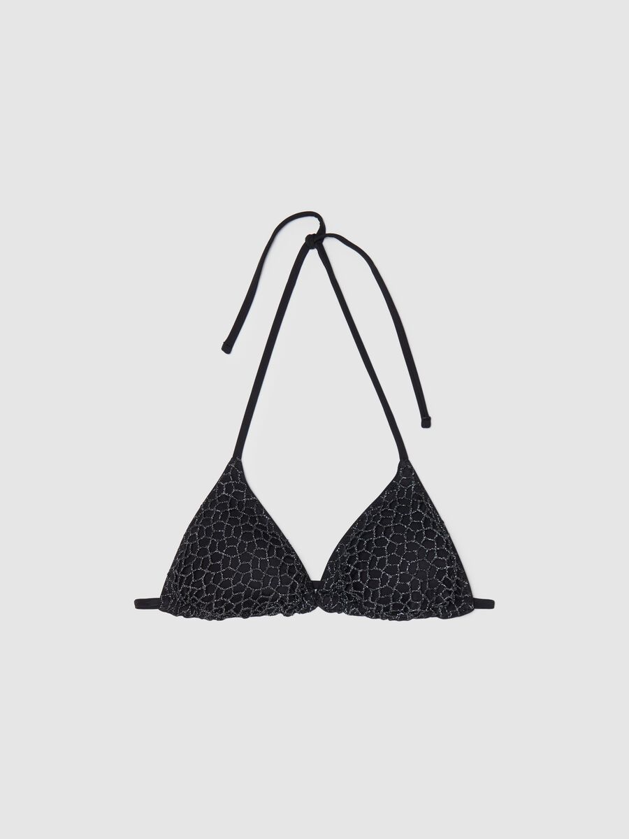 Women’s bikini top in a blend of metallic black fibre with  glitter effect_4