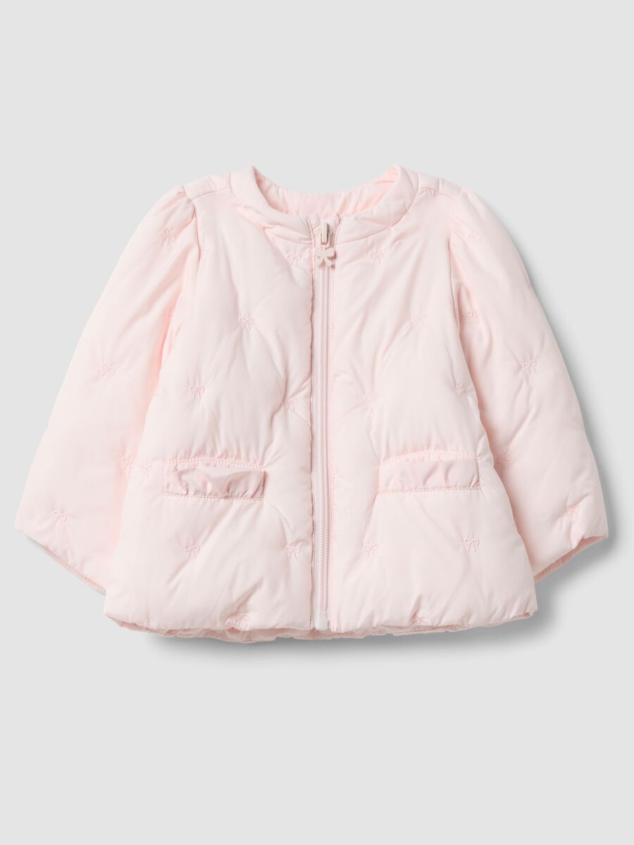 Giacca rosa imbottita con zip per neonata_0