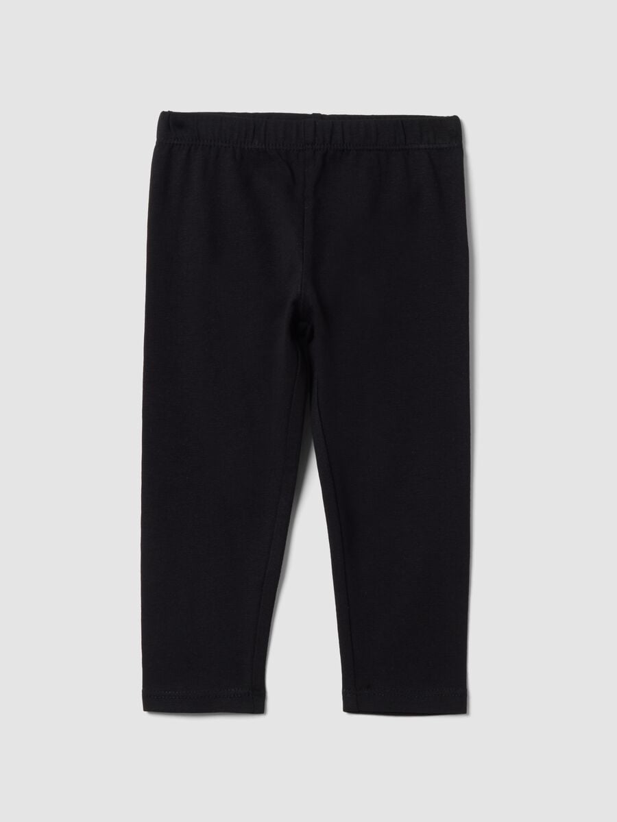 Leggings neri in cotone organico elasticizzato slim fit per bimba_0