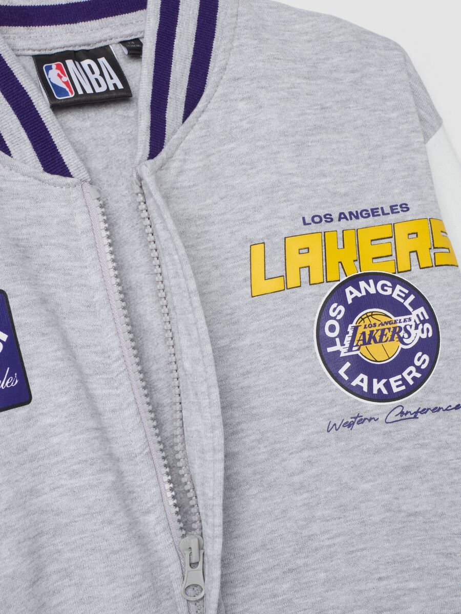 Grey marl pure cotton hoodie with Lakers print_2
