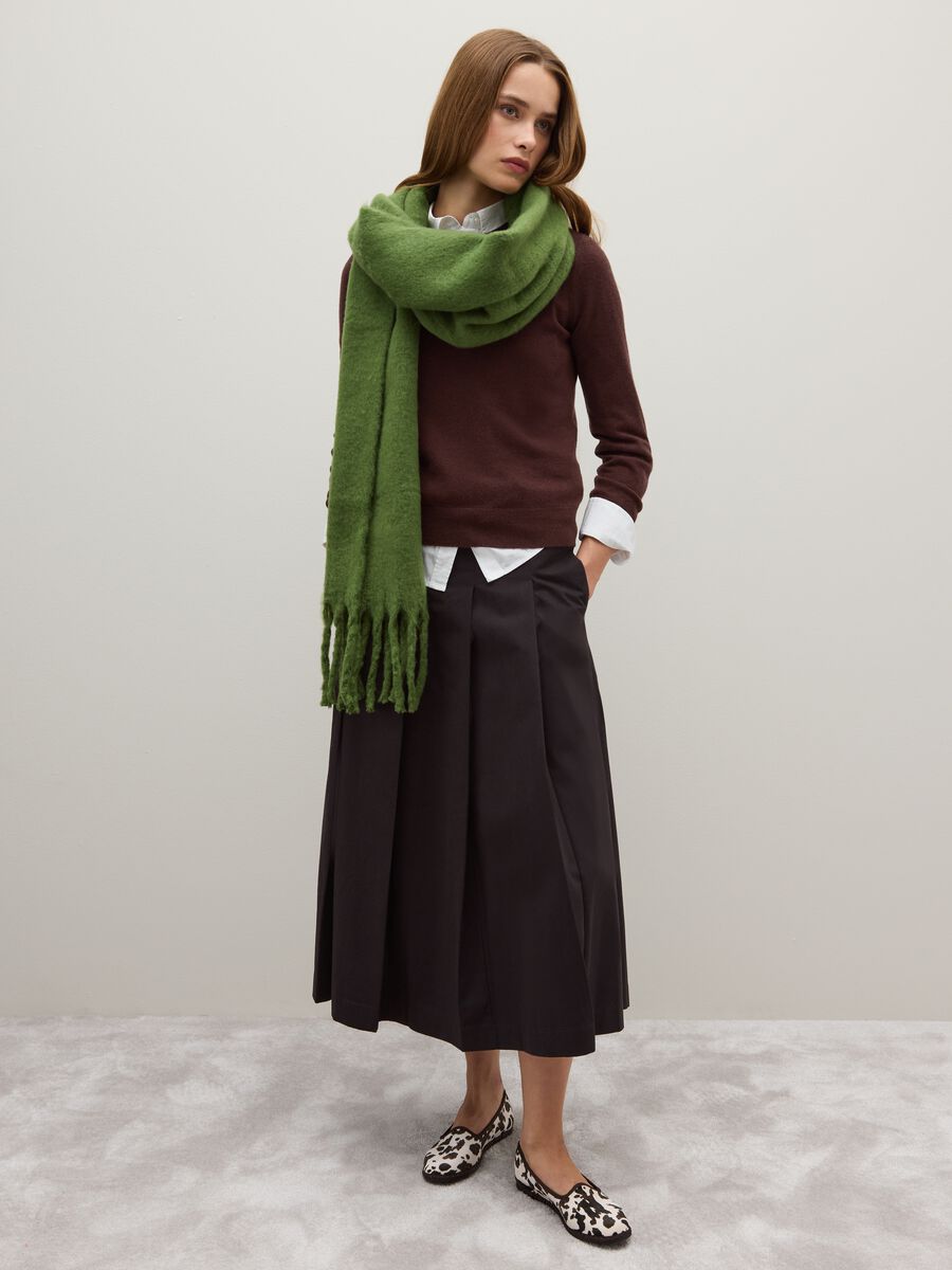 Long black pure cotton skirt_0