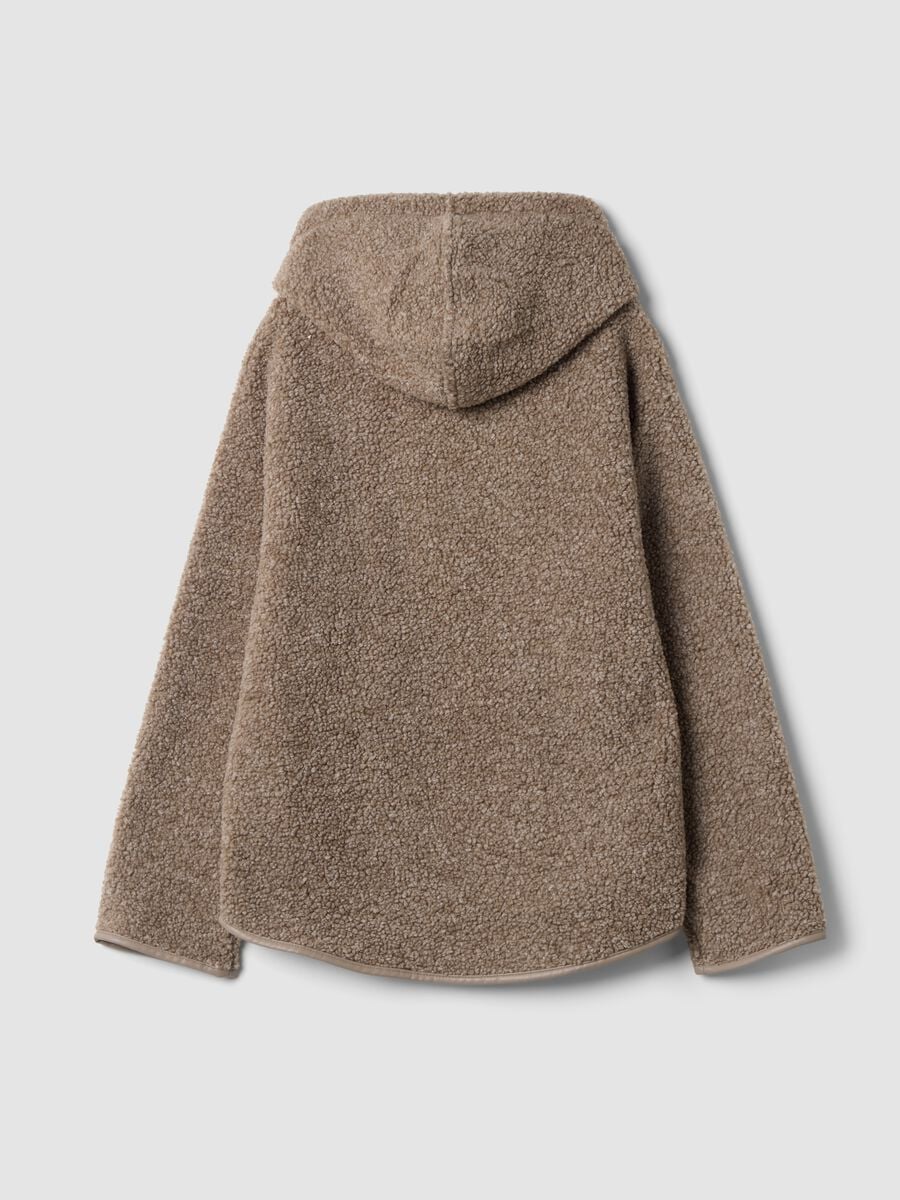 Light brown sherpa hoodie sweatshirt with crew neck_2