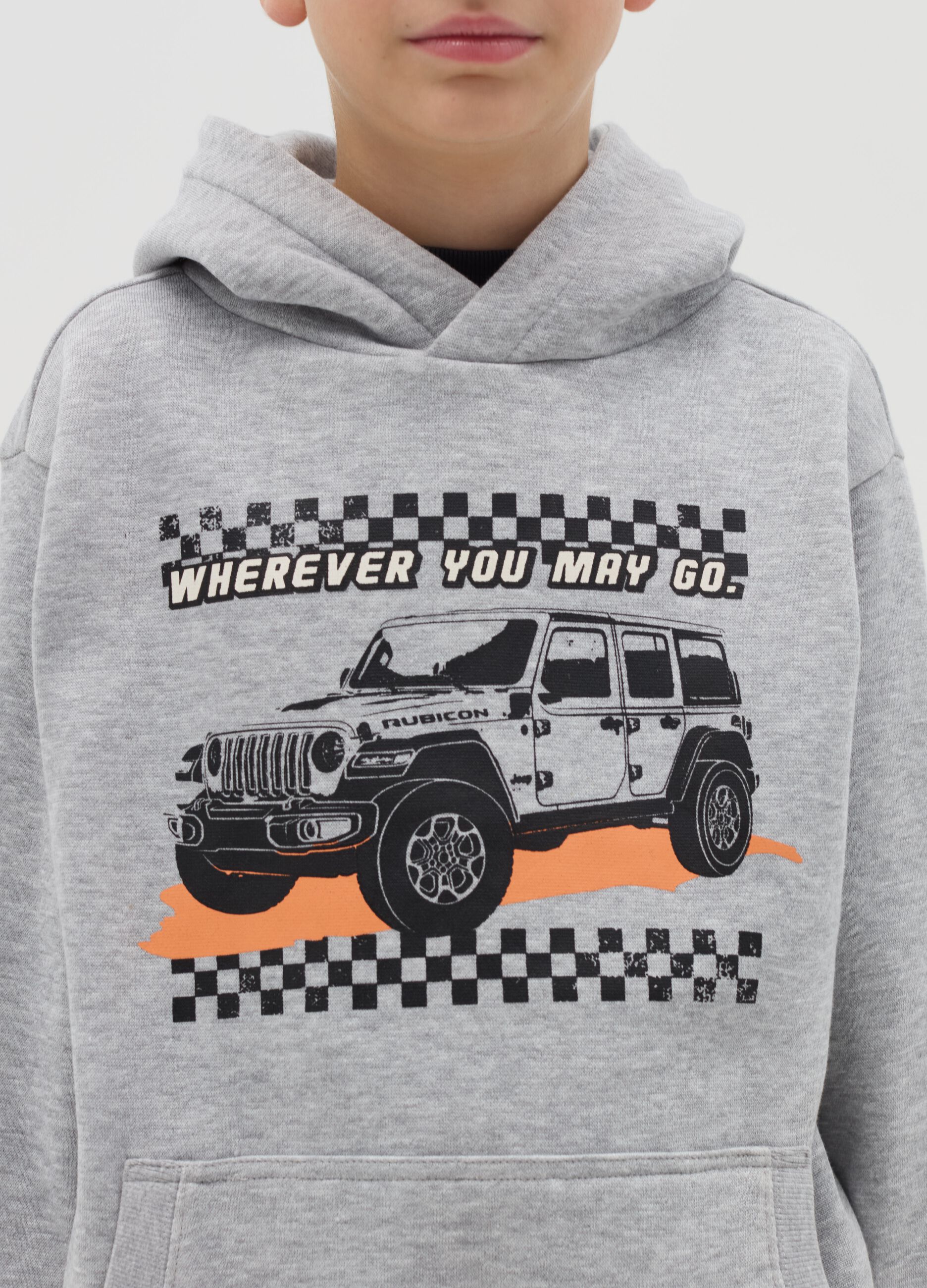 Felpa con cappuccio e stampa Jeep