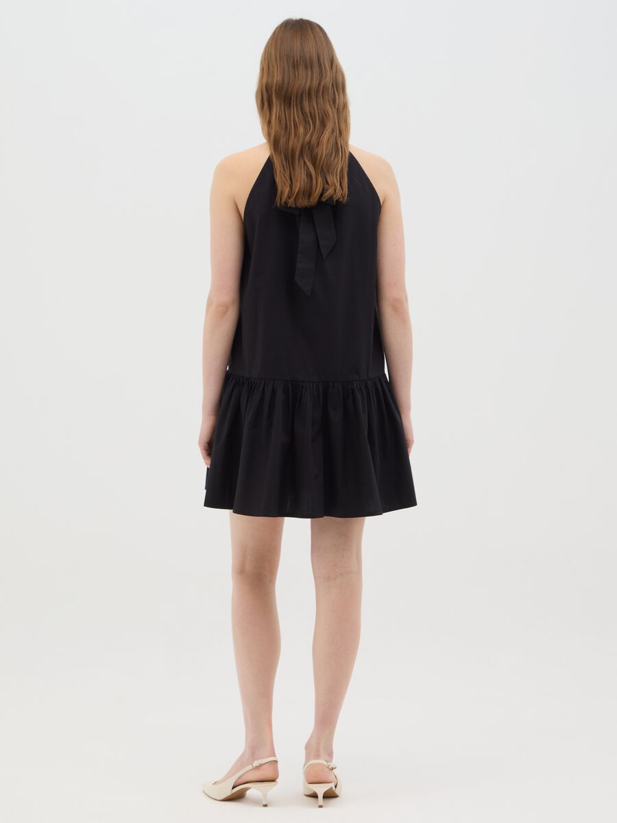 Women's dress in pure black cotton regular fit_2