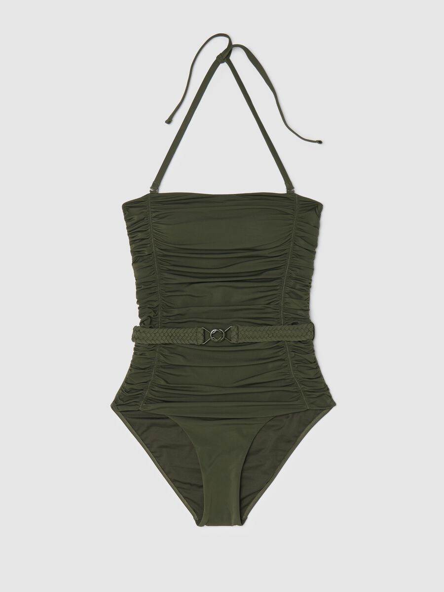 Green crease-effect one-piece swimsuit_5