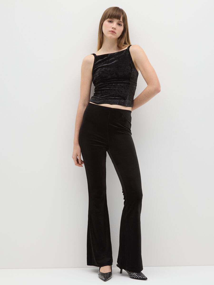 Black stretchy flare trousers_0