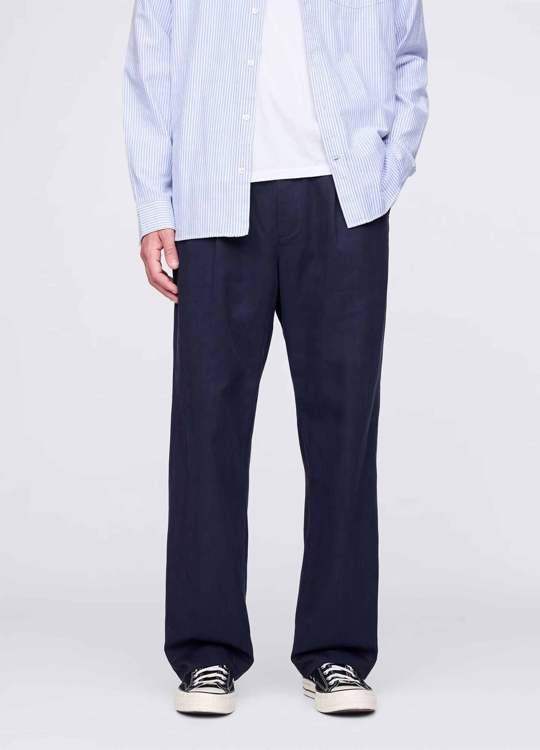 Blue wide-leg trousers in Lyocell and cotton