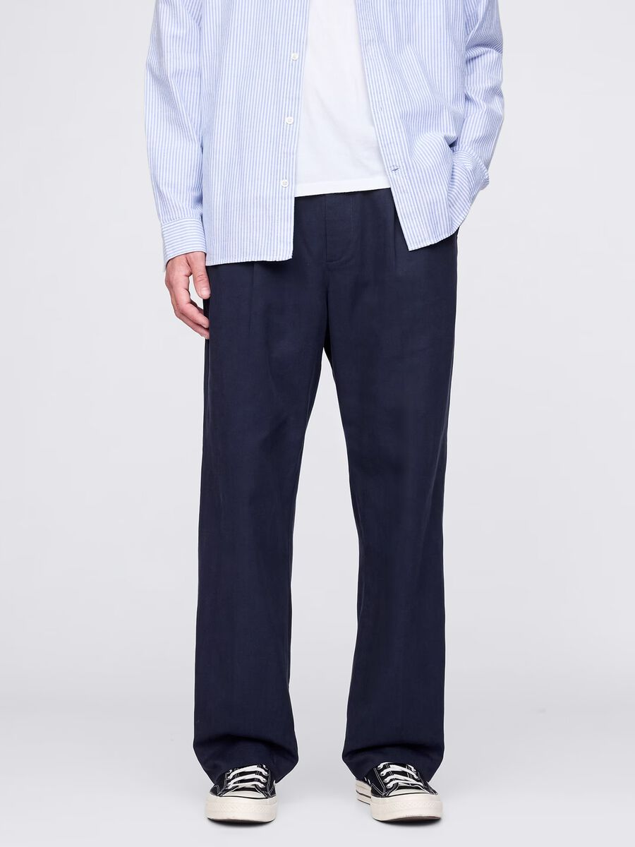 Blue wide-leg trousers in Lyocell and cotton_1