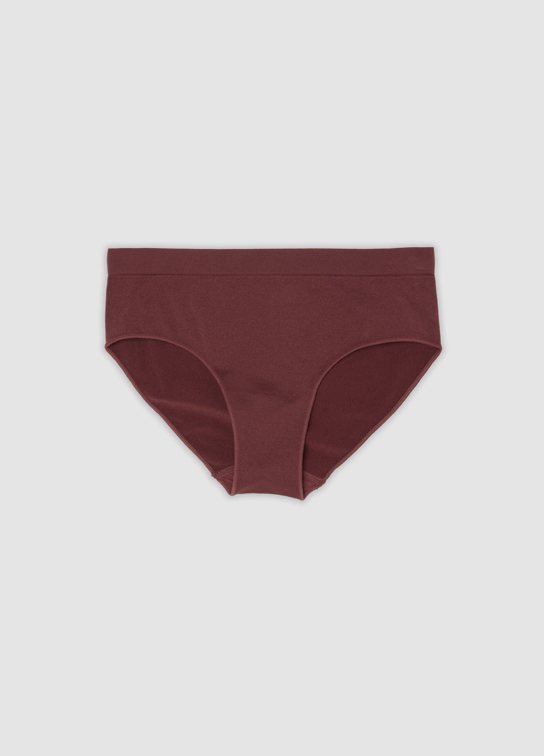 Brown stretch microfibre briefs
