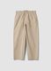 Beige stretch-cotton trousers with elasticated waistband_0