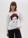 Women's cotton blend white sweatshirt regular fit with Frida Kahlo graphic_0