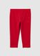 Red cotton slim-fit leggings for girls with prints_0