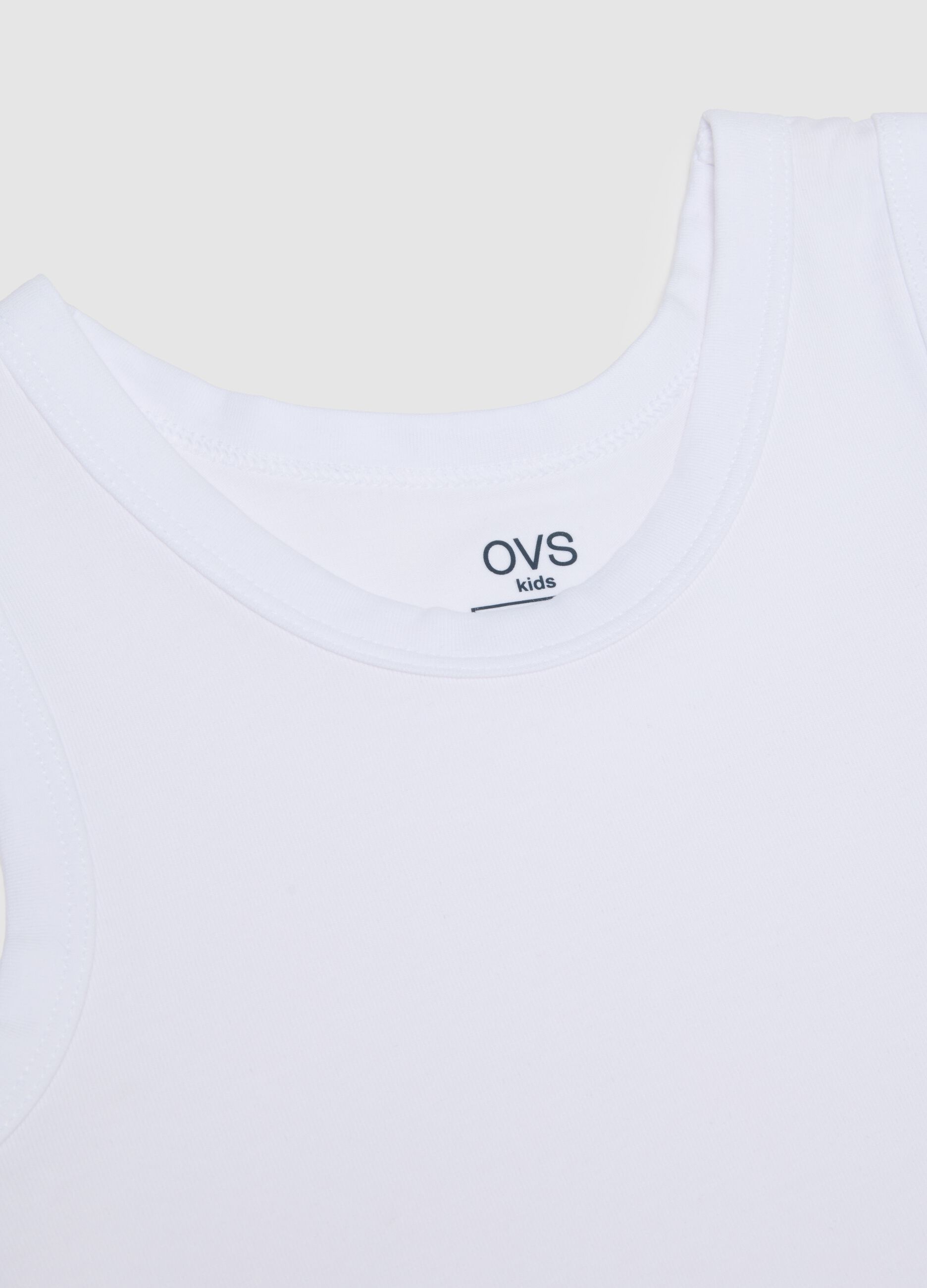 Children's White Cotton Sleeveless Regular Fit Vests
