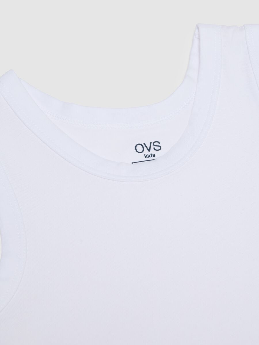 Children's White Cotton Sleeveless Regular Fit Vests_3