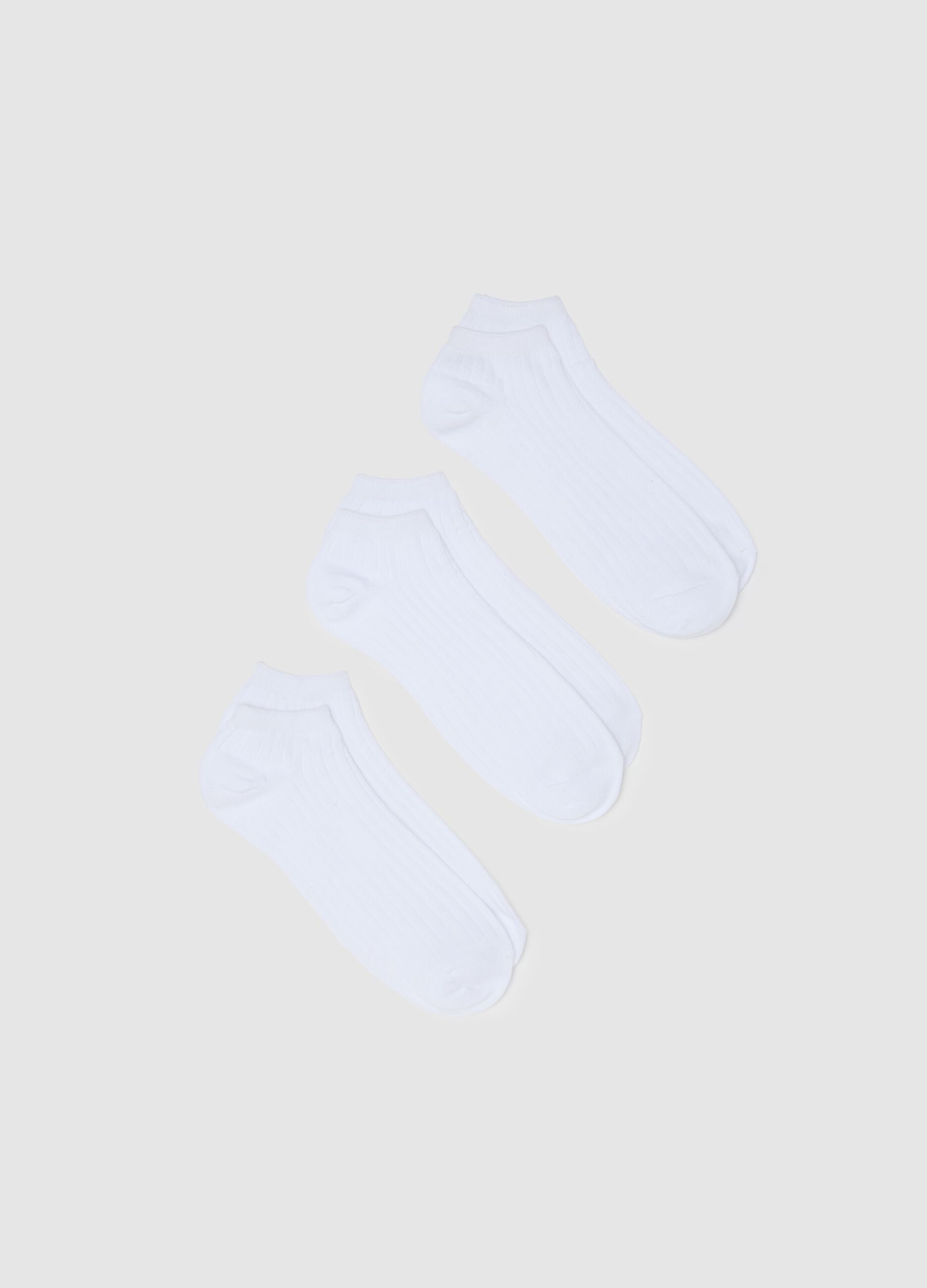 Men's White Cotton Blend Short Socks Tripack