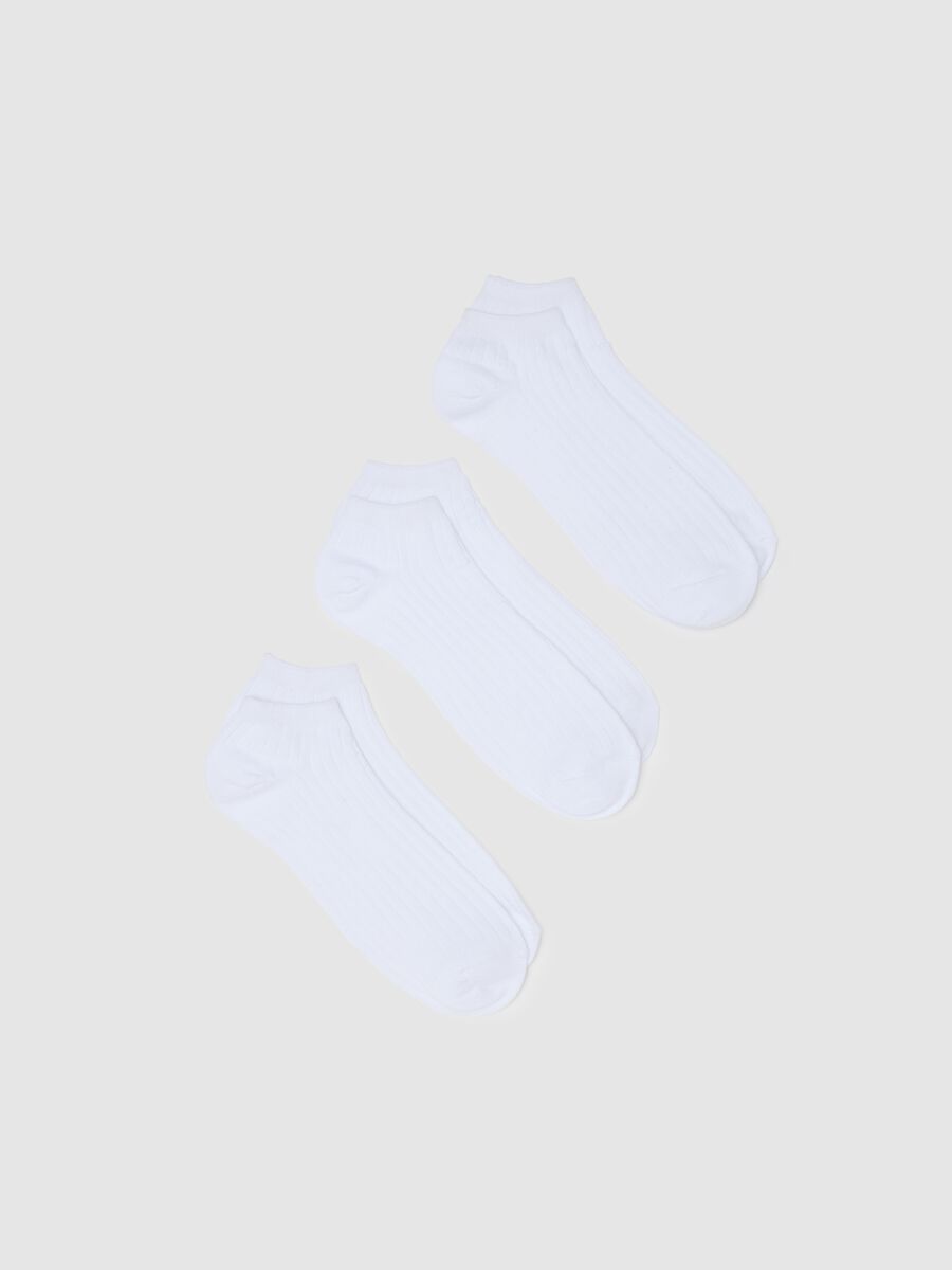 Men's White Cotton Blend Short Socks Tripack_0