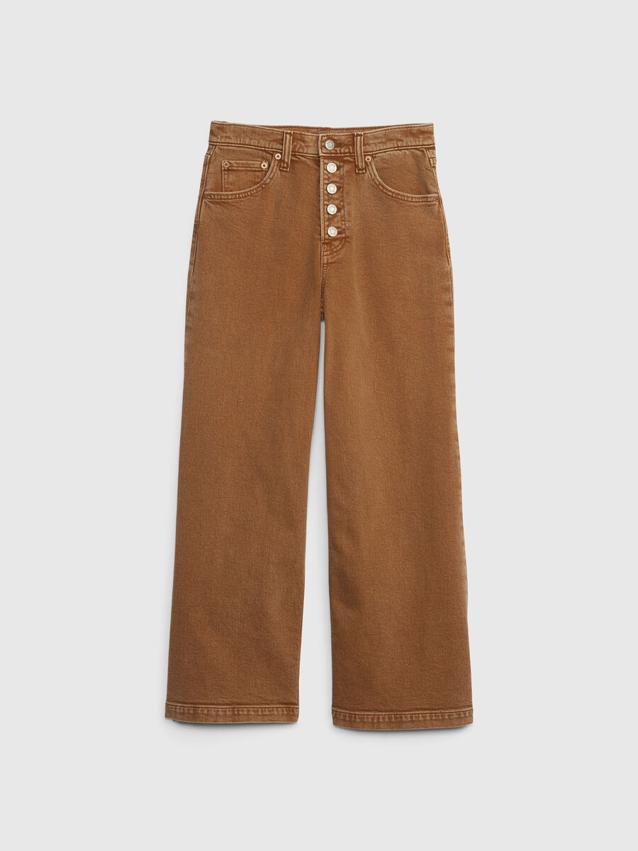 Jeans wide leg a vita alta con bottoni_5