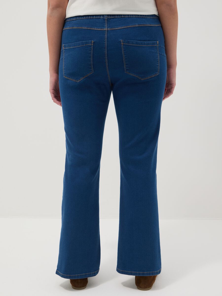 Pantaloni bootcut blu in cotone elasticizzato regular fit_2