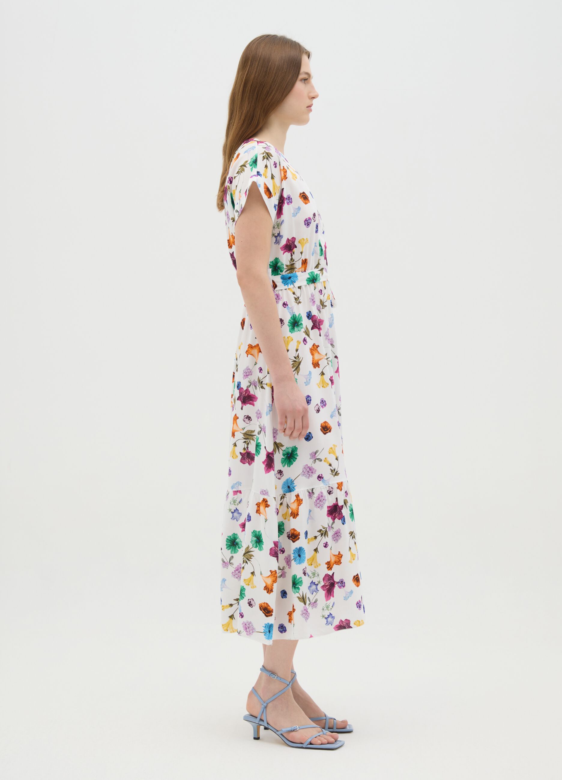Women's long dress in multicolour viscose with regular fit