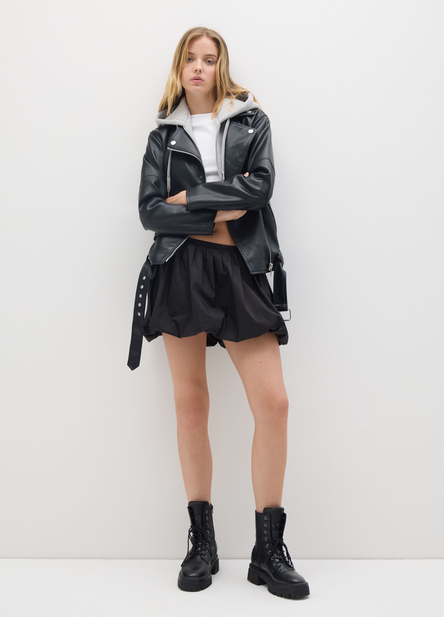 Black biker jacket with zip