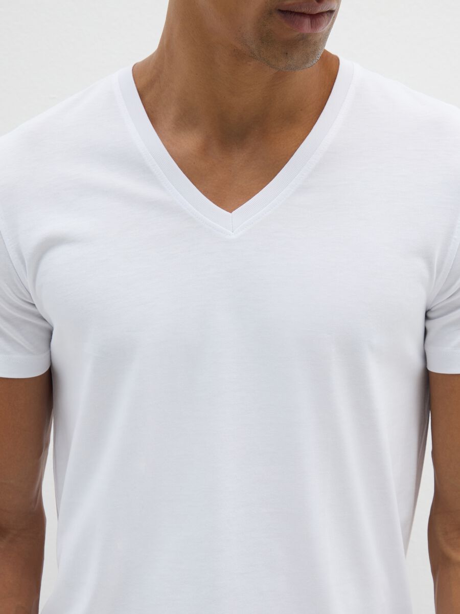 Bipack di t-shirt in cotone Supima con scollo a V profondo nere _1