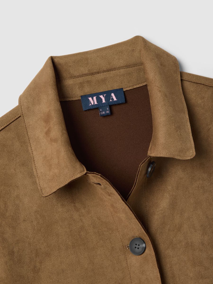 Brown regular fit jacket with collar and buttons_5
