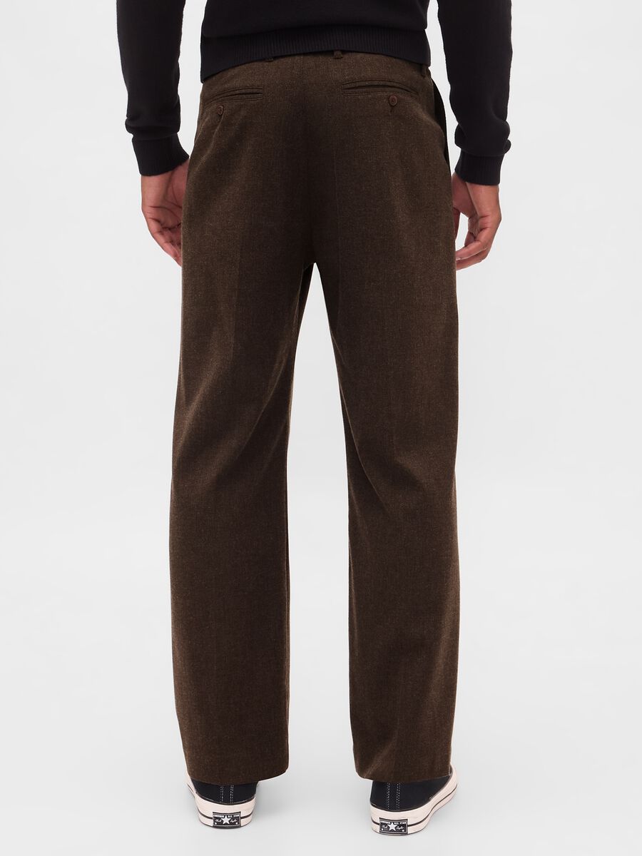 Brown Stretch Wool Blend Trousers_2
