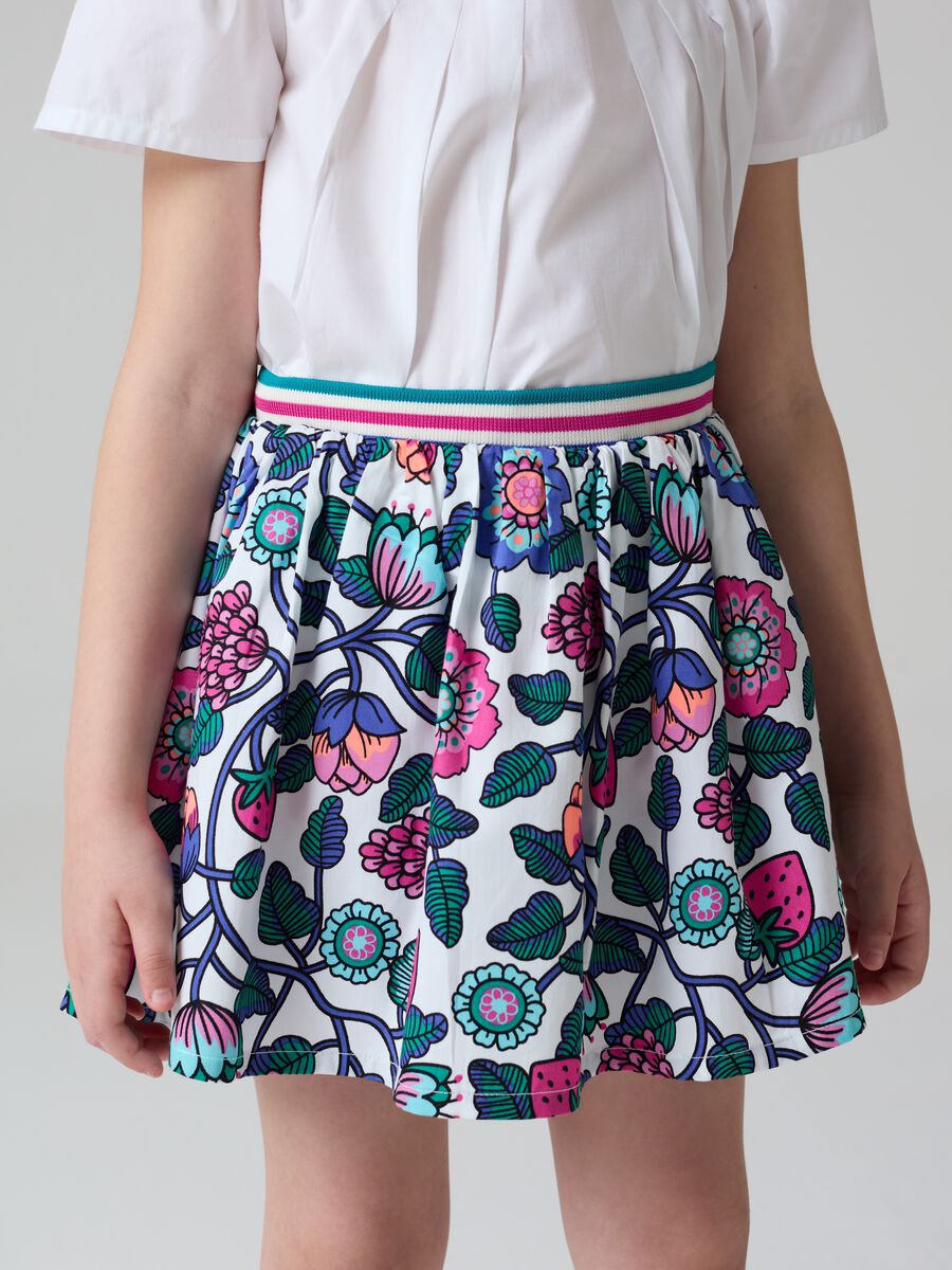 Cotton skirt with strawberries print_1