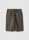 Brown slim-fit denim cotton shorts_4