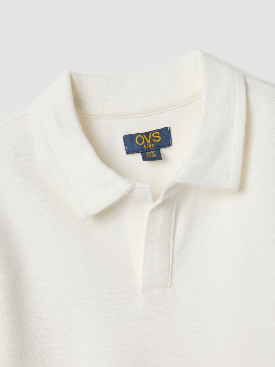 White stretch cotton polo shirt for boys_2