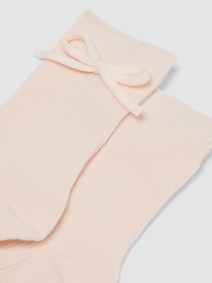 2-pack of short midi socks in stretch organic cotton with bow_1