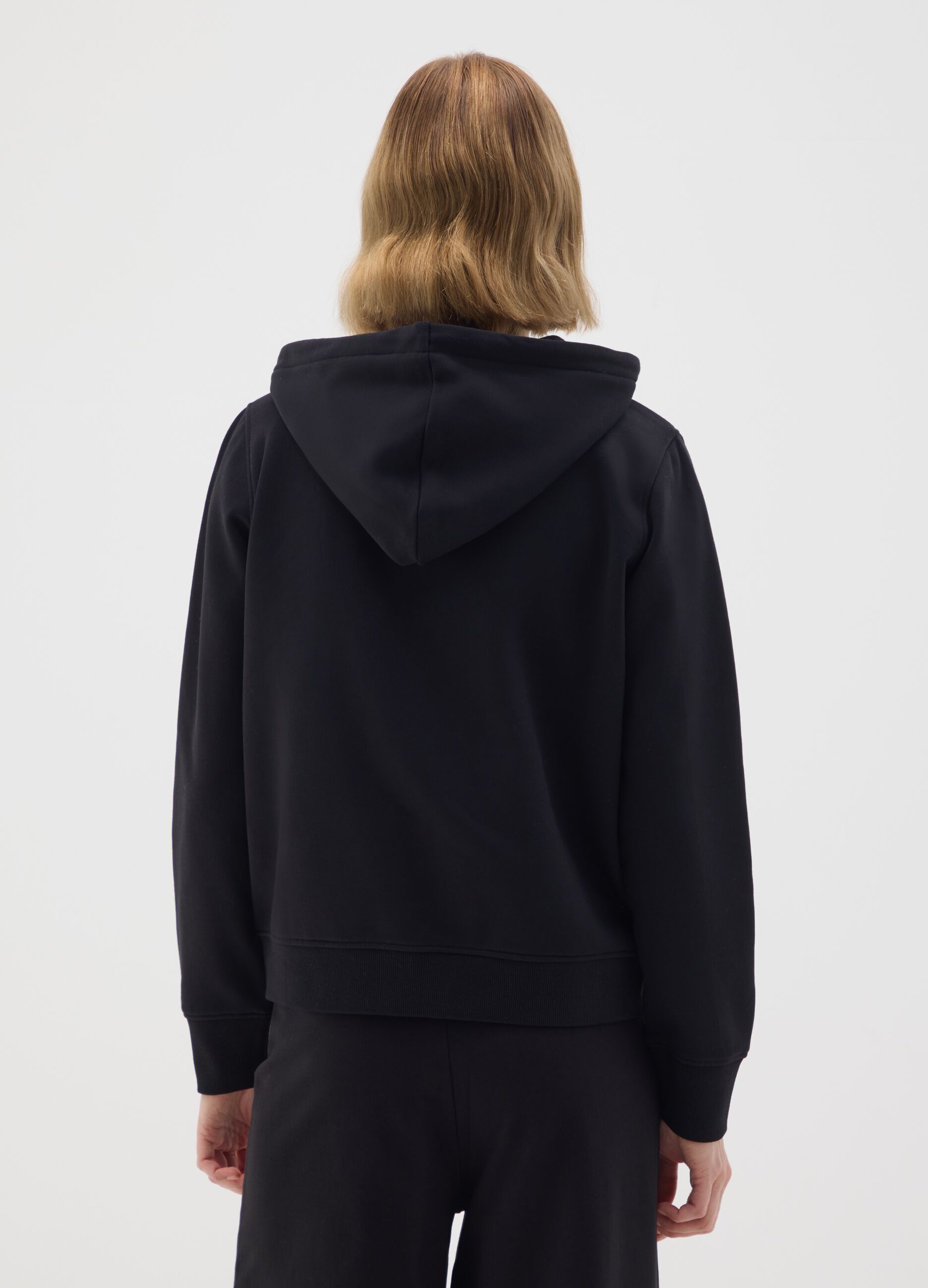 Black Regular Fit Cotton Blend Sweatshirt