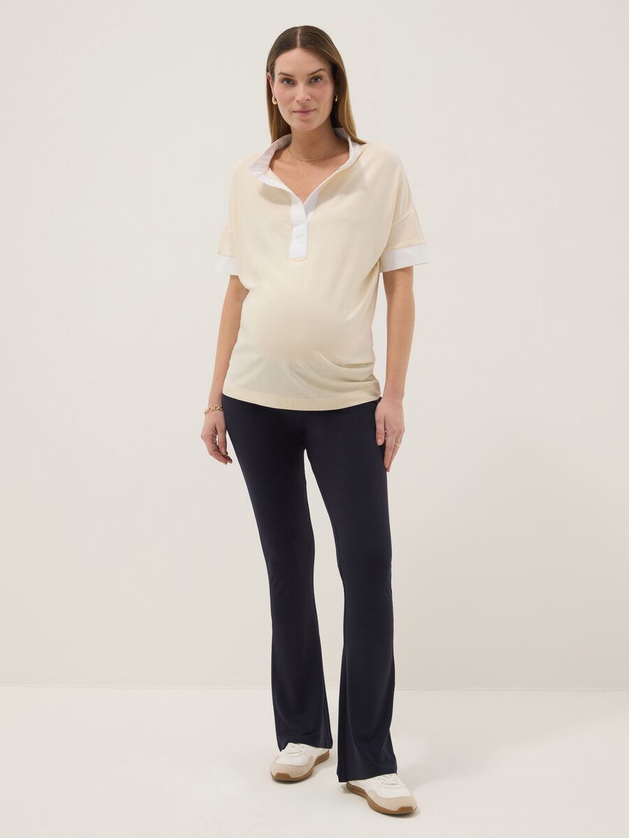 Leggings premaman in viscosa elasticizzata blu skinny fit_0