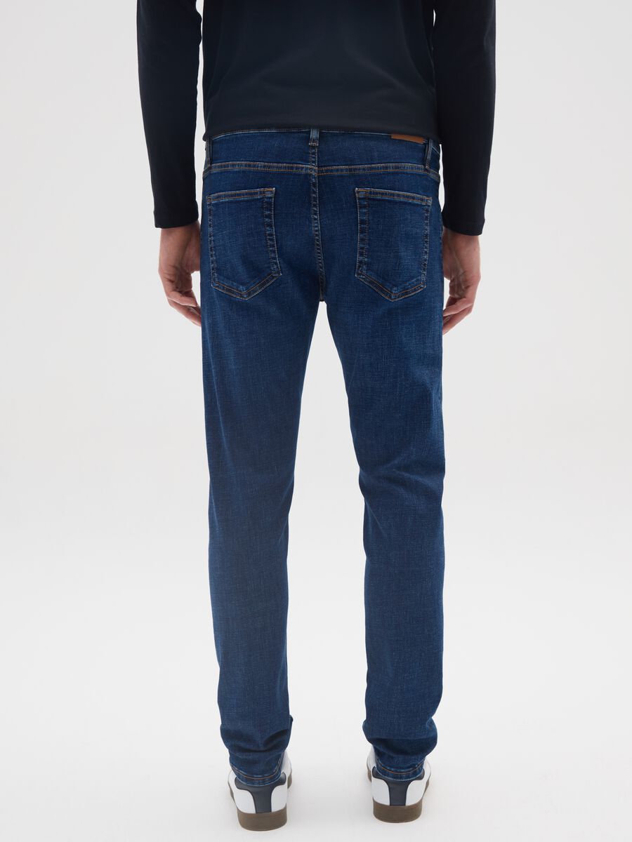 Jeans in denim blu in cotone elasticizzato slim fit_2