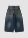 Blue denim balloon-fit pure cotton jeans with star embroidery for girls_1