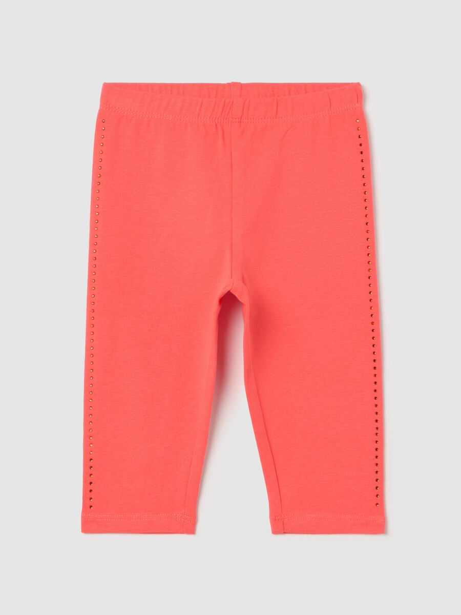 Three-quarter leggings with diamantés_0