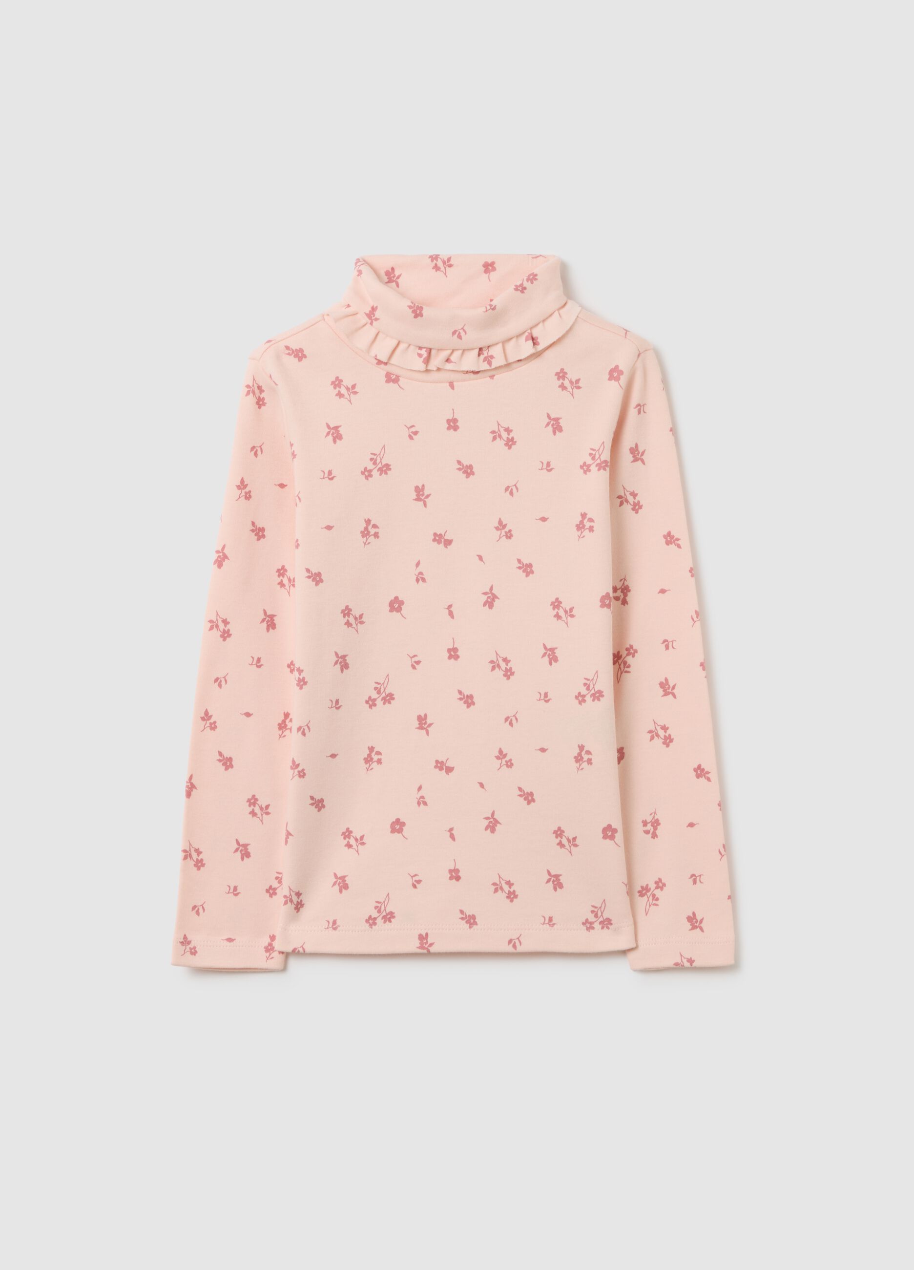 Girls' Pink Pure Cotton Top with Floral Print