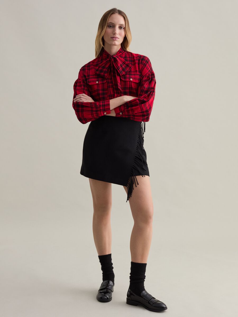 Check flannel shirt with scarf_1