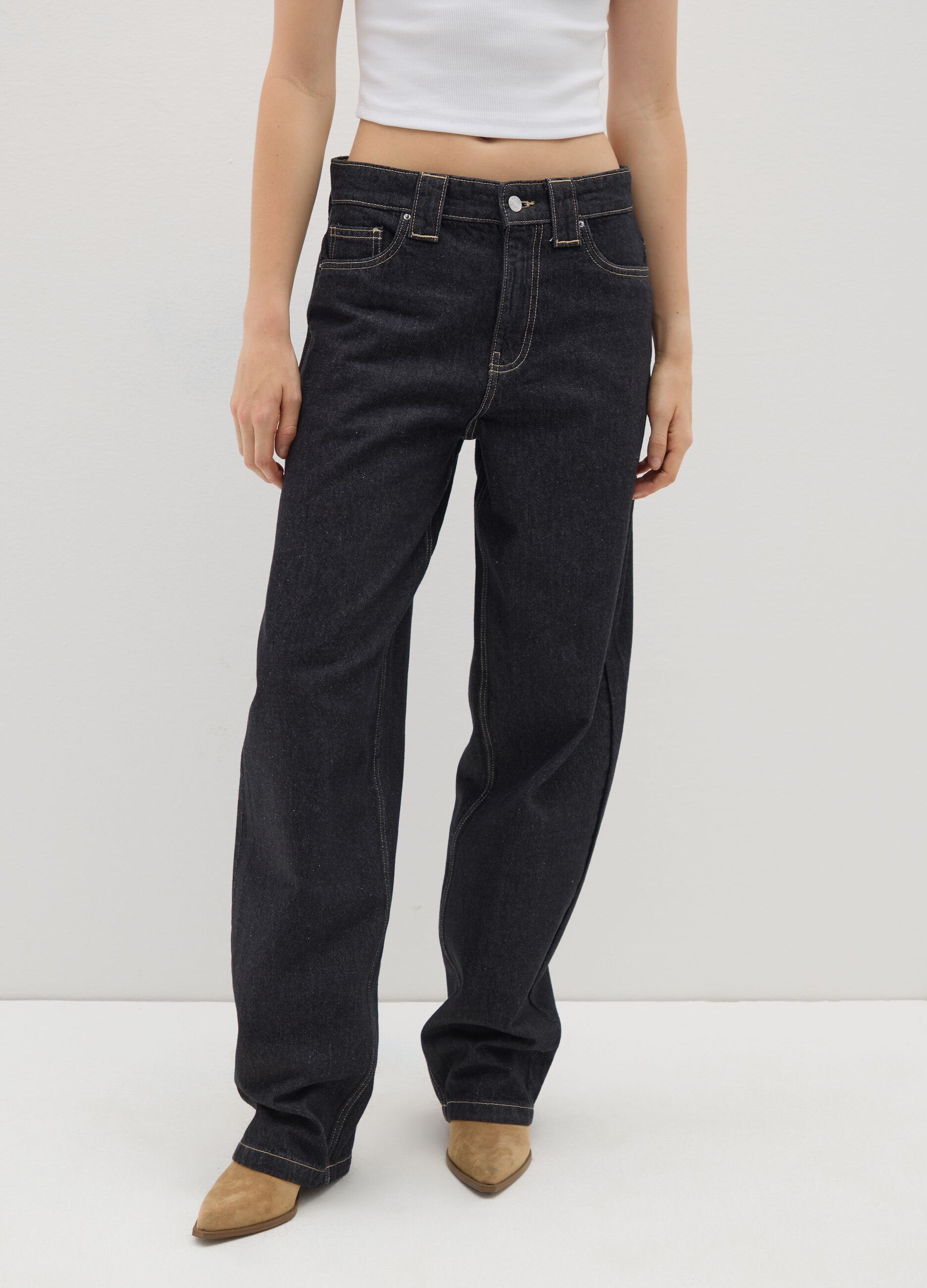 Jeans in puro cotone nero skater