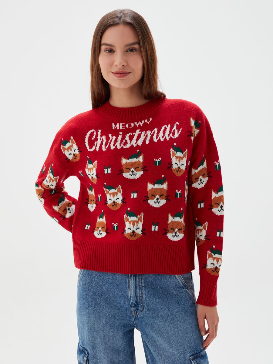 Christmas Jumper con gattini natalizi jacquard_0
