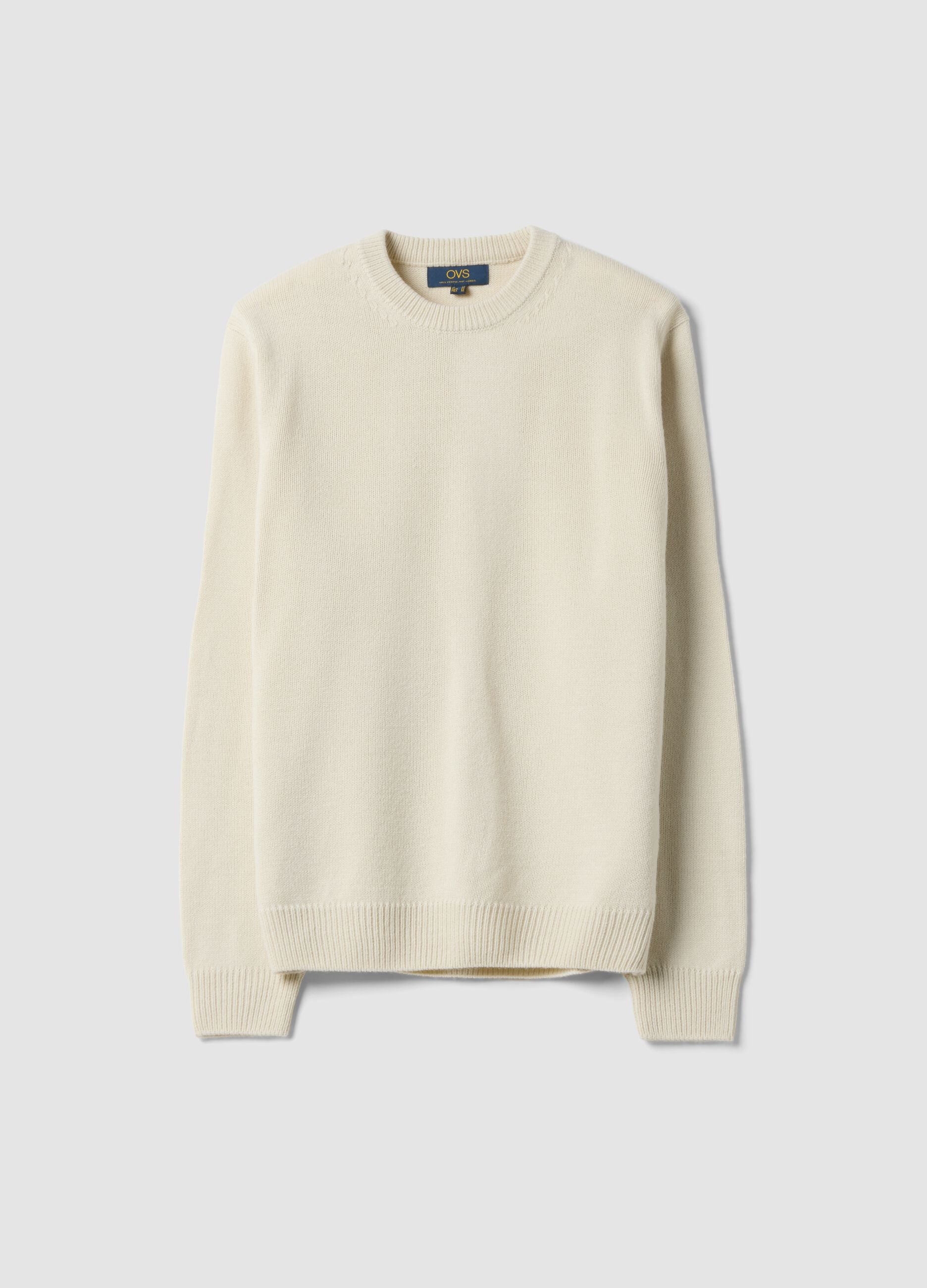 White crew-neck regular-fit knit jersey jumper