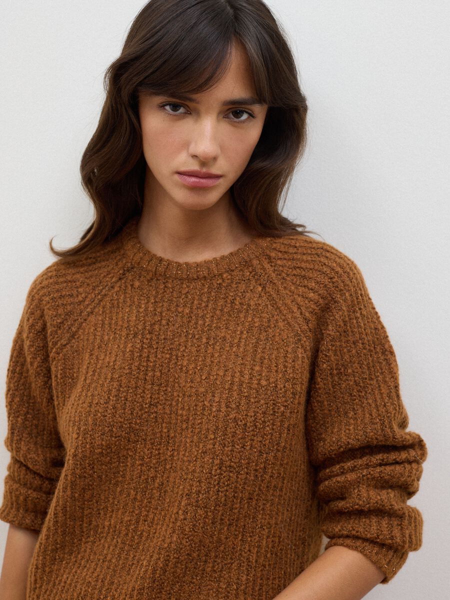 Brown regular-fit ribbed stretch-wool jumper_0