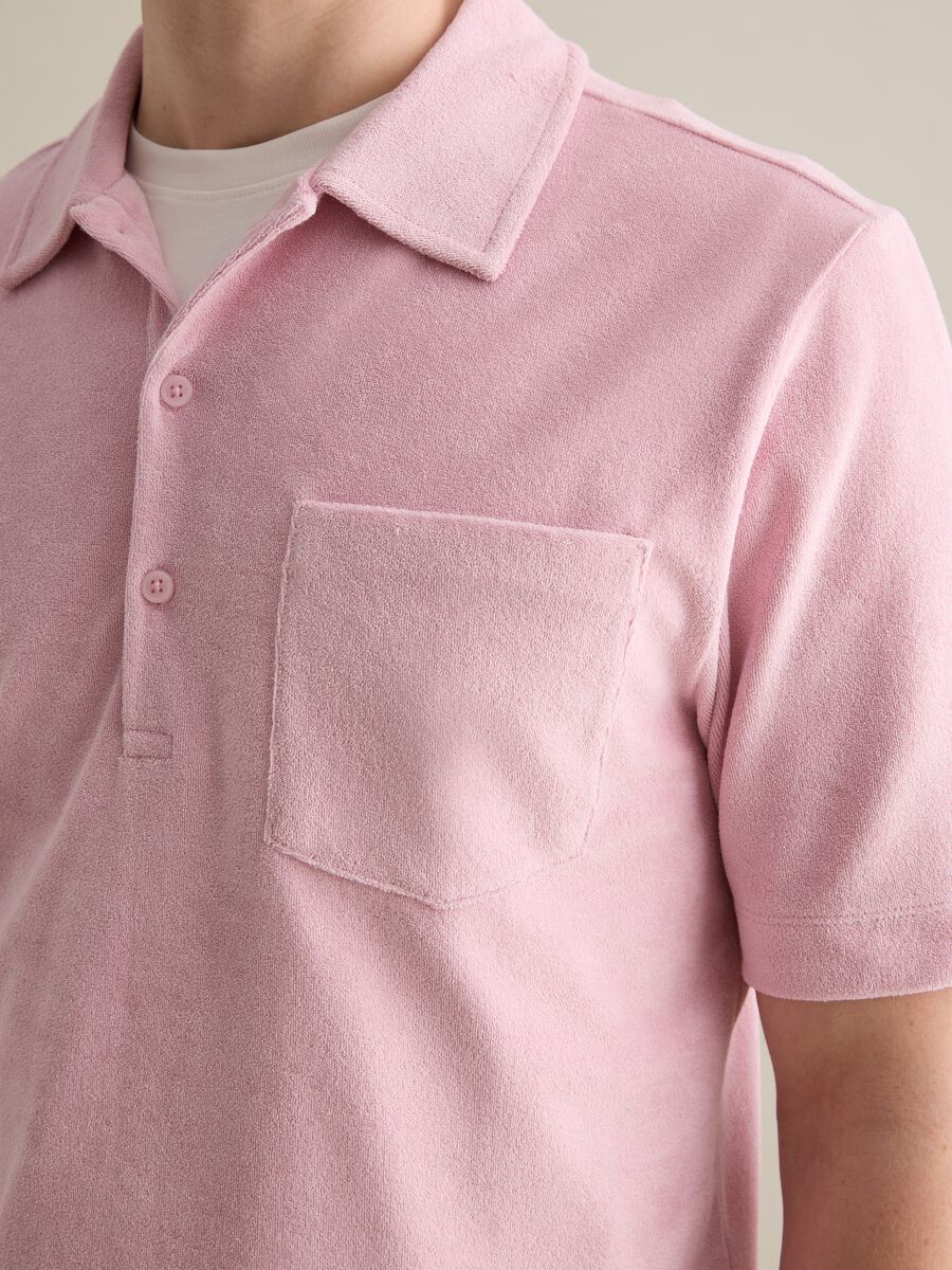 Short Sleeve Polo in Pink Cotton Blend_2