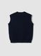 Blue cotton-blend knitted gilet with embroidery for boys_1