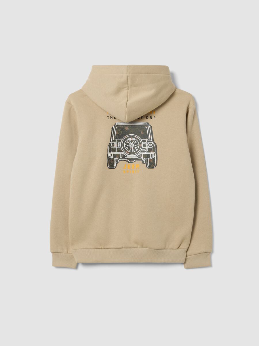 Felpa beige con cappuccio in misto cotone con stampa Jeep_2
