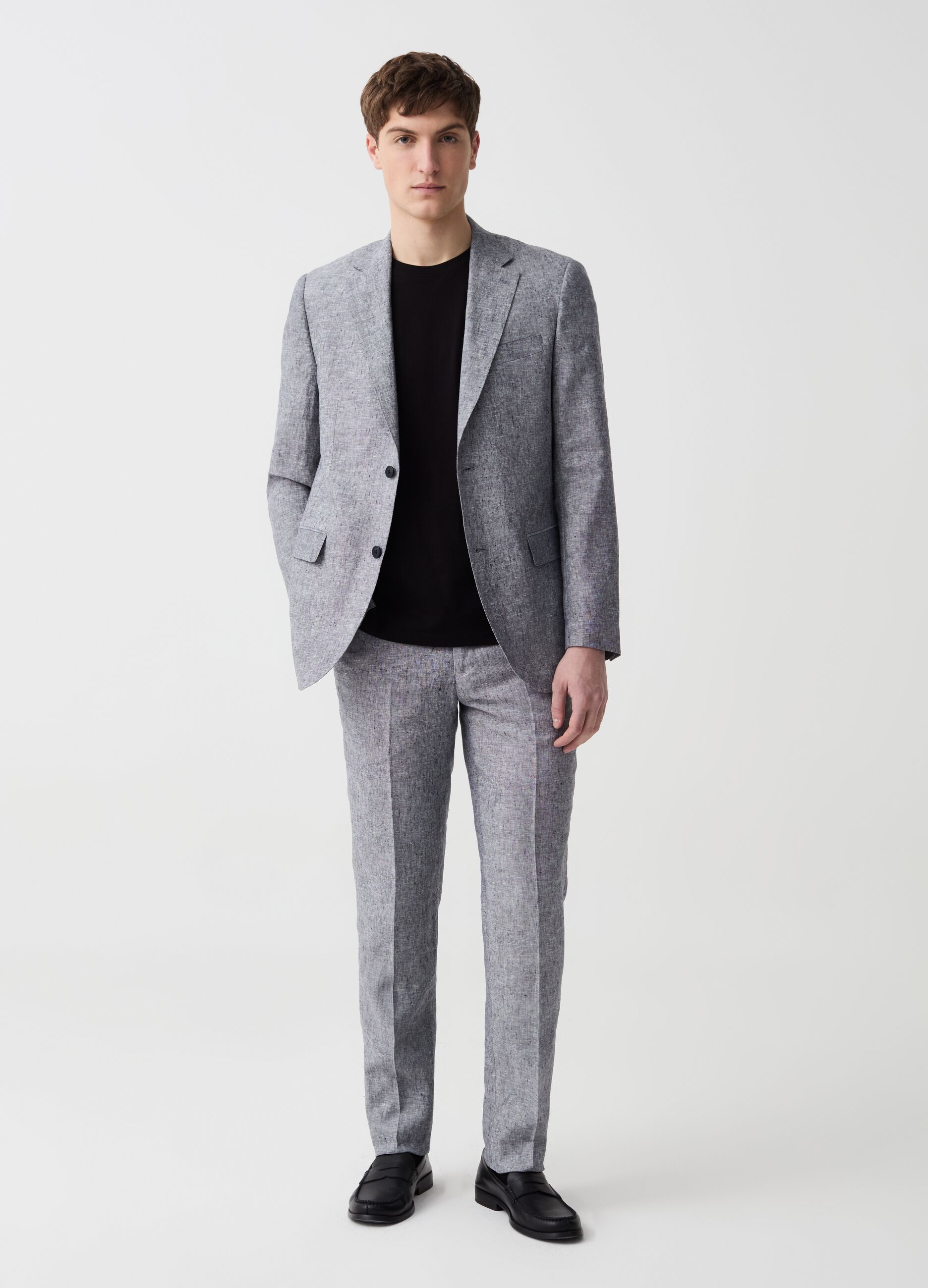 Slim-fit trousers in linen