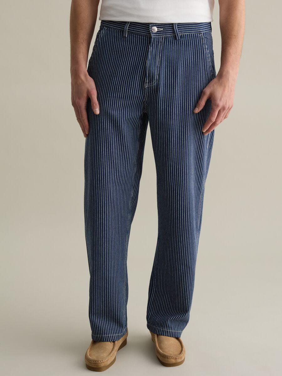 Pinstriped worker chino trousers_1