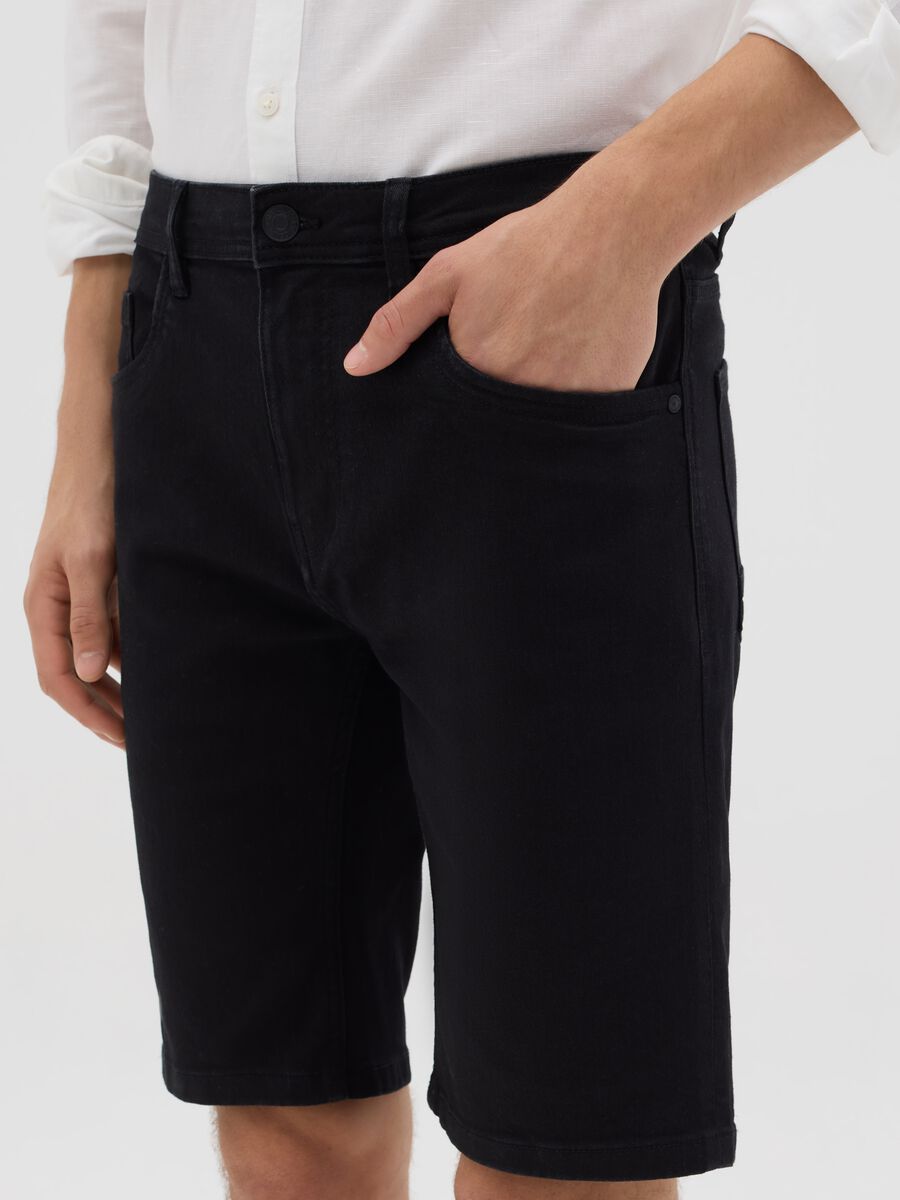 Black stretch denim shorts by Ovs_3