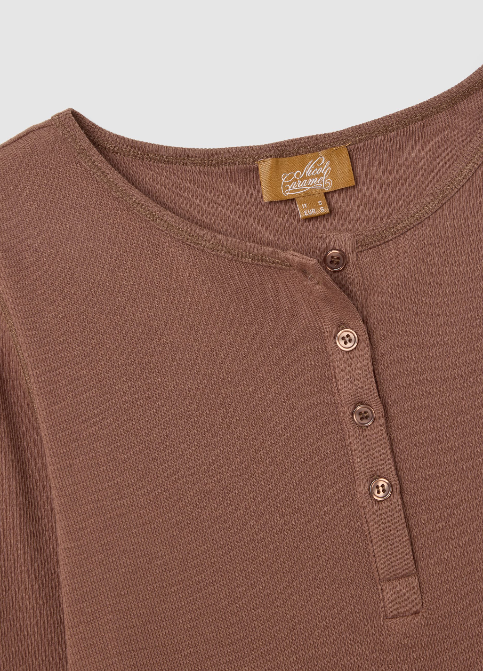 Brown Long Sleeve Stretch Maternity T-Shirt
