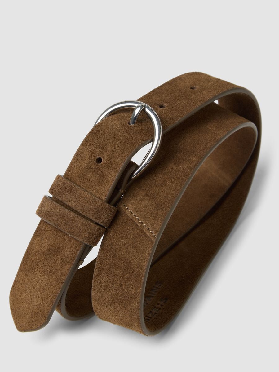 Cintura marrone in vera pelle con fibbia ovale_2